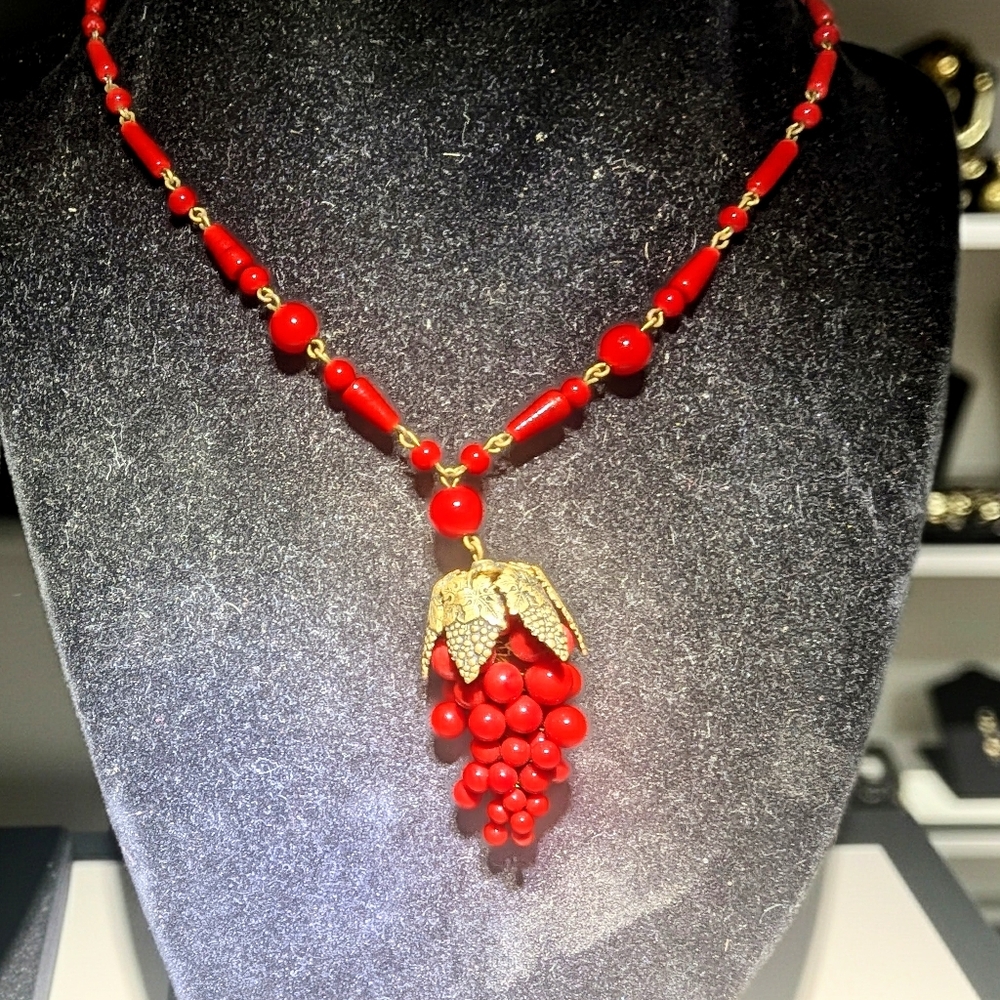 Antique Carnelian Grape Necklace